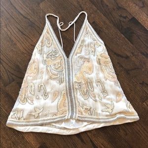 Free People Halter Tank Beaded Large